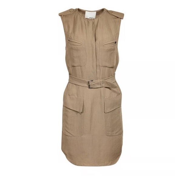 3.1 Phillip Lim Tan Sleeveless Utility Belted Sheath Dress - Picture 3 of 14